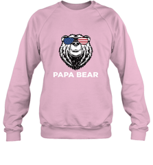 4th of July Papa Bear American Flag Glasses Patriotic Crewneck Sweatshirt Apparel - belovedtshirt