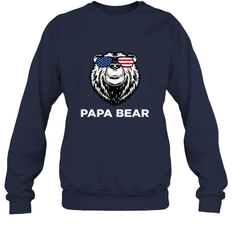 4th of July Papa Bear American Flag Glasses Patriotic Crewneck Sweatshirt