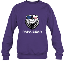4th of July Papa Bear American Flag Glasses Patriotic Crewneck Sweatshirt Apparel - belovedtshirt