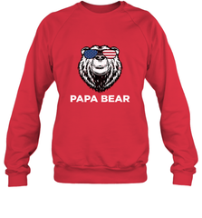 4th of July Papa Bear American Flag Glasses Patriotic Crewneck Sweatshirt Apparel - belovedtshirt