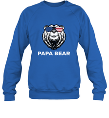 4th of July Papa Bear American Flag Glasses Patriotic Crewneck Sweatshirt Apparel - belovedtshirt