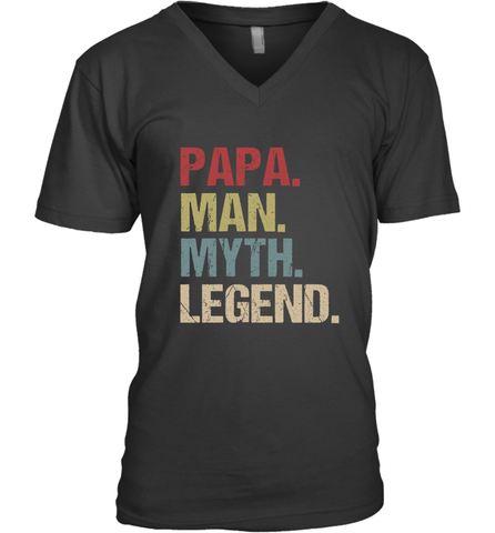 Papa Man Myth Legend Dad Father Men's V-Neck Men's V-Neck / Black / S Men's V-Neck - belovedtshirt