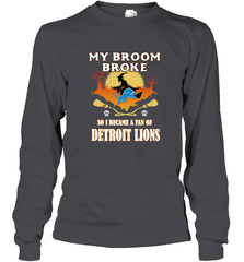 Broom Broke So I Became A Fan of Detroit Lions  NFL Halloween Costume Long Sleeve T-Shirt Long Sleeve T-Shirt - belovedtshirt