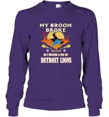 Broom Broke So I Became A Fan of Detroit Lions  NFL Halloween Costume Long Sleeve T-Shirt Long Sleeve T-Shirt - belovedtshirt