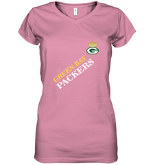 NFL Green Bay Packers Logo with Champion Crown Women's V-Neck T-Shirt Women's V-Neck T-Shirt - belovedtshirt