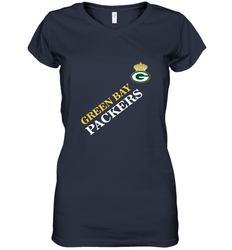 NFL Green Bay Packers Logo with Champion Crown Women's V-Neck T-Shirt