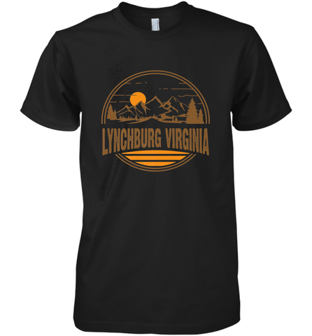 Vintage Lynchburg, Virginia Mountain Hiking Souvenir Print Men's Premium T-Shirt Men's Premium T-Shirt / Black / XS Men's Premium T-Shirt - belovedtshirt