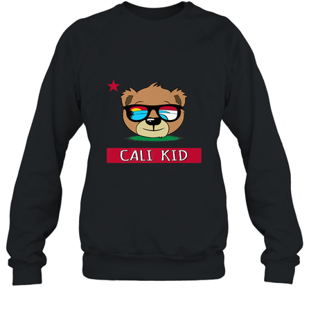 Boys California Bear _ Cali Kid Surf Crewneck Sweatshirt Crewneck Sweatshirt / Black / S Crewneck Sweatshirt - belovedtshirt