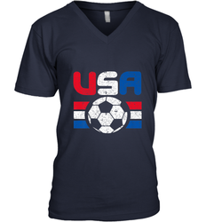 Distressed Red, White and Blue Soccer Flag Shirts of the USA Men's V-Neck