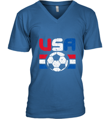 Distressed Red, White and Blue Soccer Flag Shirts of the USA Men's V-Neck Men's V-Neck - belovedtshirt