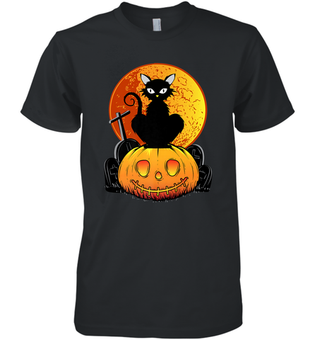Happy Halloween Spooky Pumpkins Black Cat For Women Men's Premium T-Shirt Men's Premium T-Shirt / Black / XS Men's Premium T-Shirt - belovedtshirt