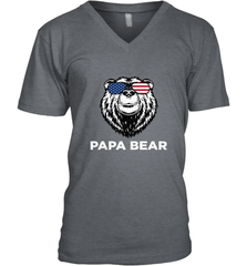 4th of July Papa Bear American Flag Glasses Patriotic Men's V-Neck Apparel - belovedtshirt