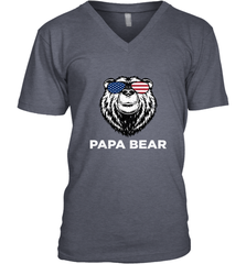 4th of July Papa Bear American Flag Glasses Patriotic Men's V-Neck Apparel - belovedtshirt