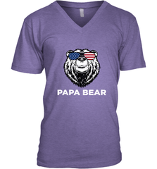 4th of July Papa Bear American Flag Glasses Patriotic Men's V-Neck Apparel - belovedtshirt