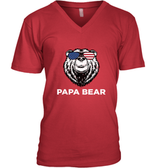 4th of July Papa Bear American Flag Glasses Patriotic Men's V-Neck Apparel - belovedtshirt