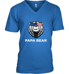 4th of July Papa Bear American Flag Glasses Patriotic Men's V-Neck Apparel - belovedtshirt