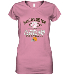 Sundays Are For Jesus and Cleveland Funny Christian Football Women's V-Neck T-Shirt Women's V-Neck T-Shirt - belovedtshirt