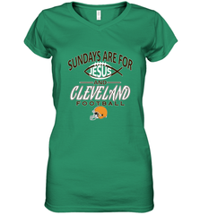 Sundays Are For Jesus and Cleveland Funny Christian Football Women's V-Neck T-Shirt Women's V-Neck T-Shirt - belovedtshirt