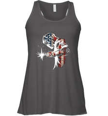 Welder American Flag USA Patriotic Welder Gift Women's Racerback Tank Women's Racerback Tank - belovedtshirt