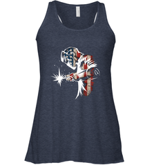 Welder American Flag USA Patriotic Welder Gift Women's Racerback Tank Women's Racerback Tank - belovedtshirt