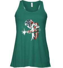 Welder American Flag USA Patriotic Welder Gift Women's Racerback Tank Women's Racerback Tank - belovedtshirt