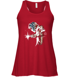 Welder American Flag USA Patriotic Welder Gift Women's Racerback Tank