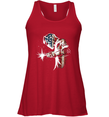 Welder American Flag USA Patriotic Welder Gift Women's Racerback Tank Women's Racerback Tank - belovedtshirt
