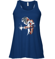 Welder American Flag USA Patriotic Welder Gift Women's Racerback Tank Women's Racerback Tank - belovedtshirt