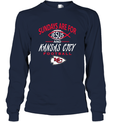 Sundays Are For Jesus and Kansas City Funny Football Long Sleeve T-Shirt Long Sleeve T-Shirt - belovedtshirt
