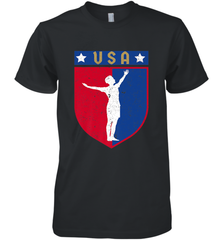 Distressed USA Red, White and Blue Soccer US Shield Flag Men's Premium T-Shirt Men's Premium T-Shirt - belovedtshirt