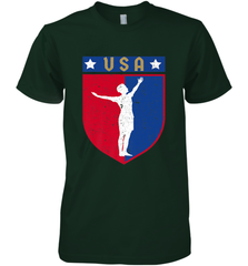 Distressed USA Red, White and Blue Soccer US Shield Flag Men's Premium T-Shirt Men's Premium T-Shirt - belovedtshirt