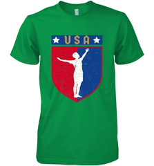 Distressed USA Red, White and Blue Soccer US Shield Flag Men's Premium T-Shirt Men's Premium T-Shirt - belovedtshirt