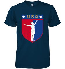 Distressed USA Red, White and Blue Soccer US Shield Flag Men's Premium T-Shirt Men's Premium T-Shirt - belovedtshirt