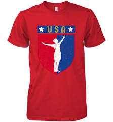 Distressed USA Red, White and Blue Soccer US Shield Flag Men's Premium T-Shirt Men's Premium T-Shirt - belovedtshirt