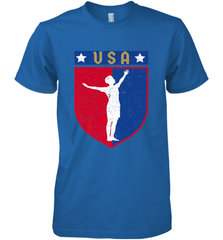 Distressed USA Red, White and Blue Soccer US Shield Flag Men's Premium T-Shirt Men's Premium T-Shirt - belovedtshirt