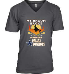 Broom Broke So I Became A fan of Dallas Cowboys  NFL Halloween Costume Men's V-Neck Men's V-Neck - belovedtshirt