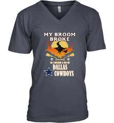 Broom Broke So I Became A fan of Dallas Cowboys  NFL Halloween Costume Men's V-Neck Men's V-Neck - belovedtshirt