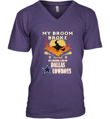 Broom Broke So I Became A fan of Dallas Cowboys  NFL Halloween Costume Men's V-Neck Men's V-Neck - belovedtshirt