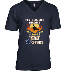 Broom Broke So I Became A fan of Dallas Cowboys  NFL Halloween Costume Men's V-Neck Men's V-Neck - belovedtshirt