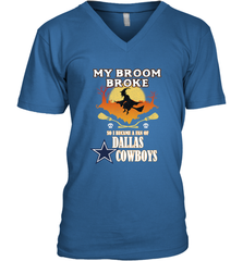 Broom Broke So I Became A fan of Dallas Cowboys  NFL Halloween Costume Men's V-Neck Men's V-Neck - belovedtshirt