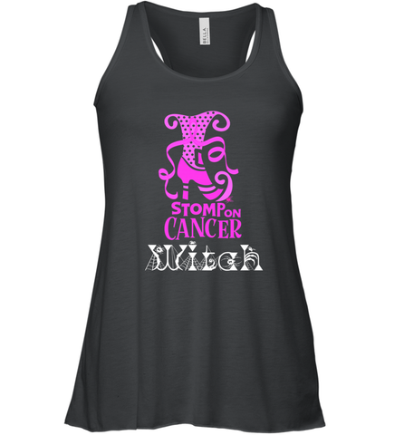 Stomp On Cancer Witch High Heel Breast Cancer Halloween Women's Racerback Tank Women's Racerback Tank / Black / XS Women's Racerback Tank - belovedtshirt