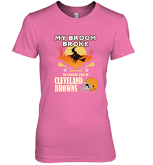 Broom Broke So I Became A Fan of Cleveland Browns  Halloween Costume Women's Premium T-Shirt Women's Premium T-Shirt - belovedtshirt