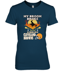 Broom Broke So I Became A Fan of Cleveland Browns  Halloween Costume Women's Premium T-Shirt Women's Premium T-Shirt - belovedtshirt