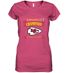 Kansas City Chiefs NFL Pro Line by Fanatics Super Bowl LIV Champions Women's V-Neck T-Shirt Women's V-Neck T-Shirt - belovedtshirt