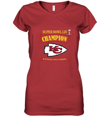 Kansas City Chiefs NFL Pro Line by Fanatics Super Bowl LIV Champions Women's V-Neck T-Shirt Women's V-Neck T-Shirt - belovedtshirt