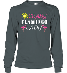 Crazy Pink Flamingo Lady Long Sleeve T-Shirt Long Sleeve T-Shirt - belovedtshirt