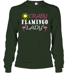 Crazy Pink Flamingo Lady Long Sleeve T-Shirt Long Sleeve T-Shirt - belovedtshirt