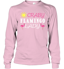 Crazy Pink Flamingo Lady Long Sleeve T-Shirt Long Sleeve T-Shirt - belovedtshirt