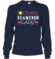 Crazy Pink Flamingo Lady Long Sleeve T-Shirt Long Sleeve T-Shirt - belovedtshirt