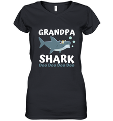 Grandpa Shark Family Shark Women's V-Neck T-Shirt Women's V-Neck T-Shirt - belovedtshirt